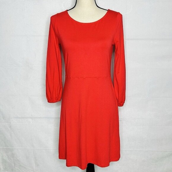 Boden Lucie Dress Size 4 Regular Red / Coral Knit Knee-Length 3/4 Sleeve - Picture 1 of 8